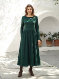 Wool Layered Neck Pleated Maxi Dress BILLIE